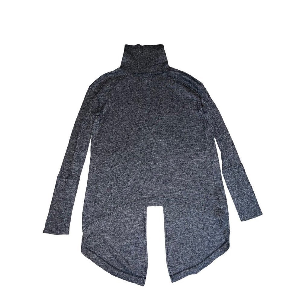 WE THE FREE Free People Solid Gray Open Back Long Sleeve Turtleneck Thermal